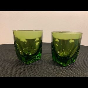 70s vintage avocado green glass on the rocks